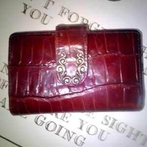 Vintage Croc Wallot With Apx 8 Pockets N 15. Card Holders Euc